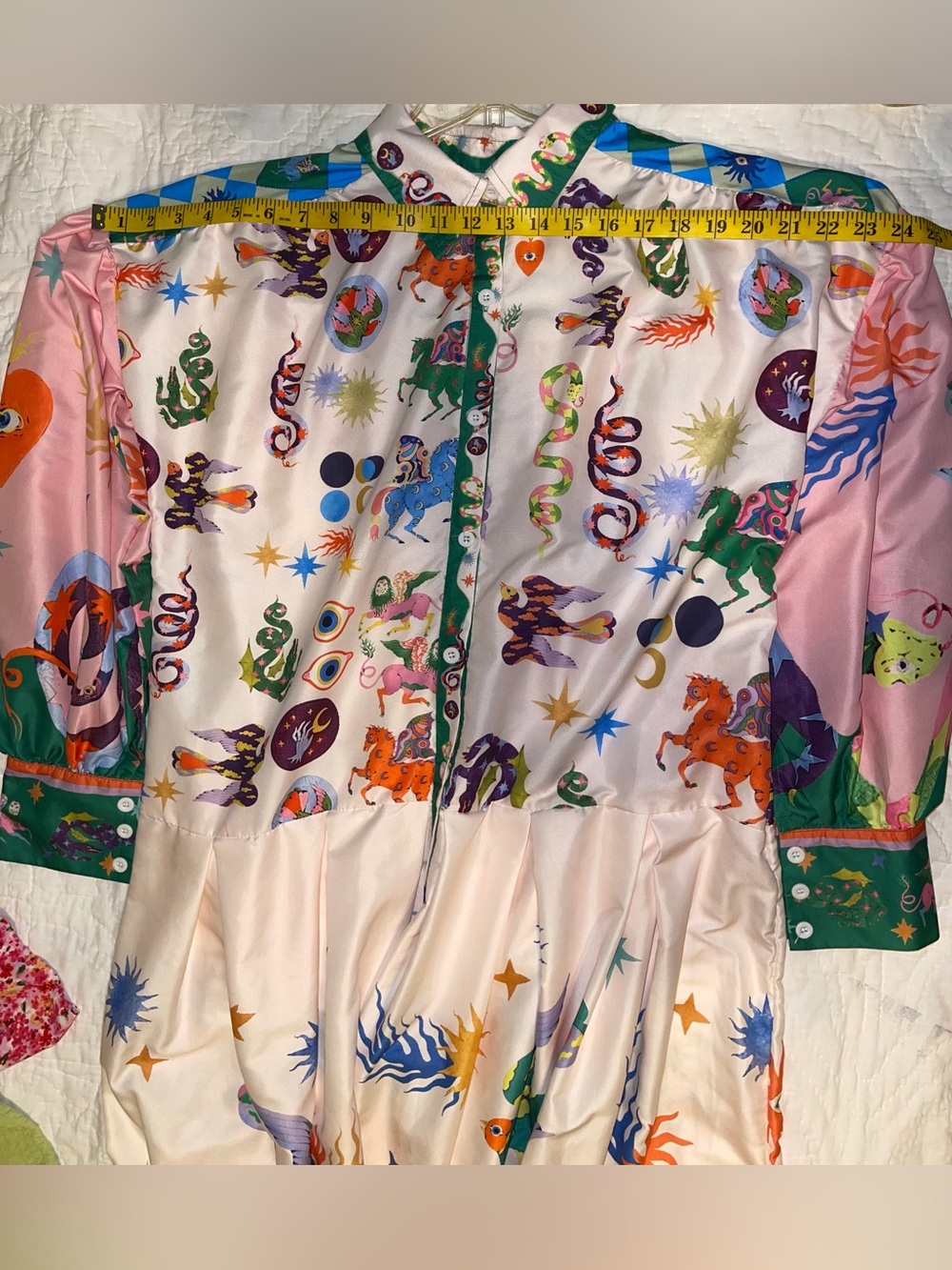 Multicolor Fantasy Print Long Sleeve Dress - Large - Picture 15 of 16